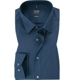OLYMP Hemd Level Five Body Fit 6090/64/13 Popeline, Stahlblau, Rauchblau