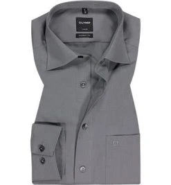 OLYMP Hemd Luxor Modern Fit EL 0302/69/60 Baumwolle, Extra langer Arm, Mittelgrau