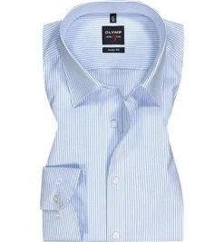 OLYMP Hemd Level Five Body Fit 4084/64/11 Baumwolle, Hellblau-weiß gestreift, Bleu