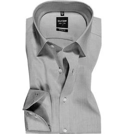 OLYMP Hemd Level Five Body Fit 2080/64/60 Popeline, Mittelgrau