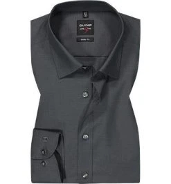 OLYMP Hemd Level Five Body Fit 2080/64/67 Baumwoll-Stretch, Anthrazit meliert, Anthrazit