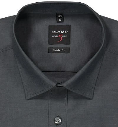 OLYMP Hemd Level Five Body Fit 2080/64/67 Baumwoll-Stretch, Anthrazit meliert, Anthrazit 2 OLYMP Hemd Level Five Body Fit 2080/64/67 Baumwoll-Stretch, Anthrazit meliert, Anthrazit – Bild 2