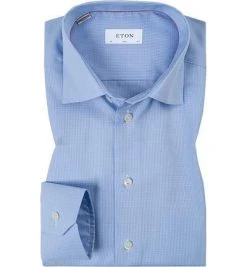 ETON Slim Fit Kent 3602/79511/20 Hemd, Baumwolle, Hellblau-weiß kariert, Hellblau