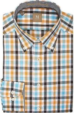 Maerz Hemd B.D. pollen 721101/643 Popeline, Gelb-türkis kariert
