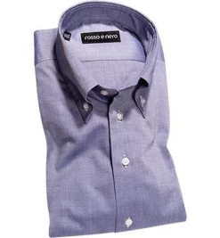 rosso e nero Hemd P06/03 Slim Fit, Baumwolle, Dunkelblau meliert, Dunkelblau