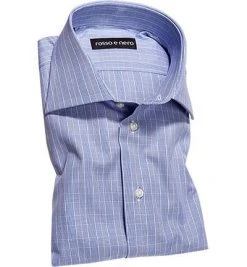 rosso e nero Hemd P/03 Slim Fit, Popeline, Blau-weiß, Blau