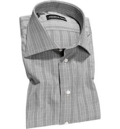 rosso e nero Hemd P/06 Slim Fit, Popeline, Schwarz-weiß, Schwarz