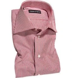 rosso e nero Hemd P19/04 Slim Fit, Popeline, Rot-weiß, Rot