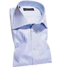 rosso e nero Hemd P14/01 Slim Fit, Popeline, Bleu-weiß gestreift, Bleu-weiß