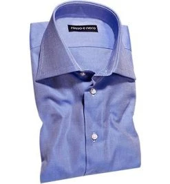 rosso e nero Hemd P1/03 Slim Fit, Oxford, Mittelblau meliert, Mittelblau