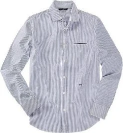 GAS Hemd 150925/062020/0292 Slim Fit, Baumwolle, Weiß- blau gestreift, White-blue