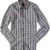Strellson Sportswear Seth-W 1400376/14001035/317 Hemd, Slim Fit, Baumwolle, Grau-schwarz kariert, Grau-schwarz