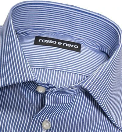 rosso e nero Hemd 107/01 Slim Fit, Popeline, Weiß-blau gestreift, Weiß-blau 2 rosso e nero Hemd 107/01 Slim Fit, Popeline, Weiß-blau gestreift, Weiß-blau – Bild 2
