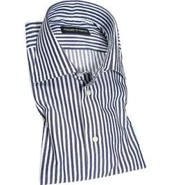 rosso e nero Hemd 10/03 Slim Fit, Baumwolle, Blau-weiß gestreift, Blau-weiß