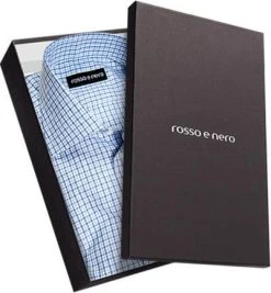 rosso e nero Hemd 75/01 Slim Fit, Popeline, Blau-weiß kariert, Blau-weiß -hemdenverkauf 181507 norm3