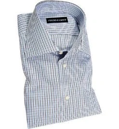 rosso e nero Hemd SW15/03 Slim Fit, Popeline, Blau-weiß kariert, Blau-weiß