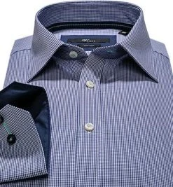 Venti Kent Slim Fit 001860/101 Hemd, Popeline, Dunkelblau kariert, Dunkelblau