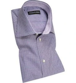 rosso e nero Hemd 1105/03 Slim Fit, Popeline, Lavendel-weiß kariert, Lavendel-weiß
