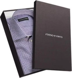 rosso e nero Hemd 1105/03 Slim Fit, Popeline, Lavendel-weiß kariert, Lavendel-weiß -hemdenverkauf 183176 norm3