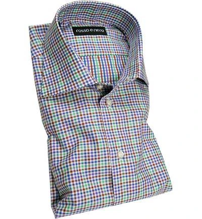 rosso e nero Hemd 11/0 Slim Fit, Baumwolle, Blau-grün kariert, Blau-grün 1 rosso e nero Hemd 11/0 Slim Fit, Baumwolle, Blau-grün kariert, Blau-grün