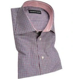 rosso e nero Hemd 1105/04 Slim Fit, Popeline, Blau-rotbraun kariert, Blau-rotbraun