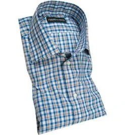 rosso e nero Hemd 115/04 Slim Fit, Popeline, Blau-weiß kariert, Blau-weiß