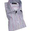 rosso e nero Hemd 1117/01 Slim Fit, Baumwolle, Blau-rot gestreift, Blau-rot