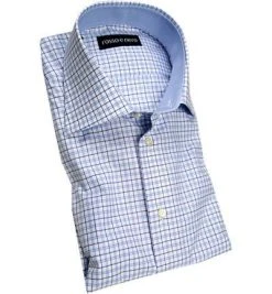 rosso e nero Hemd 1104/01 Slim Fit, Popeline, Hellblau-weiß kariert, Hellblau-weiß