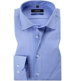 Seidensticker Tailored Kent 229008/15 Hemd, Tailored Fit, Popeline, Jeansblau gestreift, Jeansblau