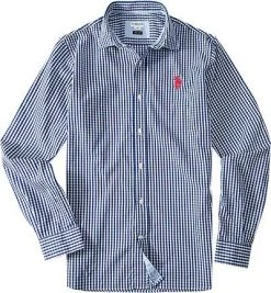 U.S.POLO Hemd 72574/50805/807 Slim Fit, Popeline, Königsblau kariert, Königsblau-weiß