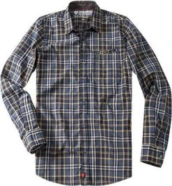 Strellson Sportswear Shay-W 1400617/14001605/335 Hemd, Slim Fit, Popeline, Blau-gelb kariert, Blau-gelb