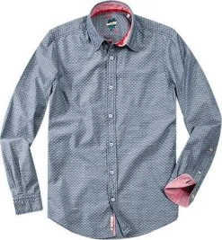 Lucky de Luca Hemd Nyro 1110/1 Slim Fit, Baumwolle, Jeansblau-weiß gemustert, Jeansblau