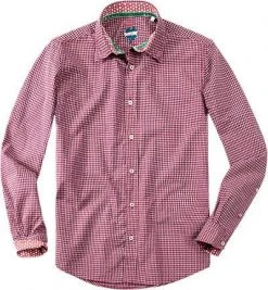 Lucky de Luca Hemd Nyro 1118/2 Slim Fit, Baumwolle, Rot-weiß kariert, Rot