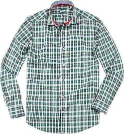 Lucky de Luca Hemd Joey 1215/2 Slim Fit, Popeline, Blau-grün kariert, Grün