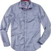 Lucky de Luca Hemd Joey 1209/1 Slim Fit, Popeline, Blau gemustert, Blau
