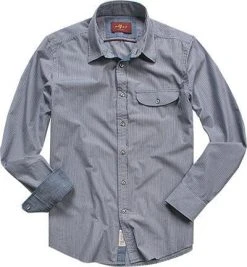 7 for all mankind Hemd S6M0142GR Baumwolle, Blau-weiß gestreift