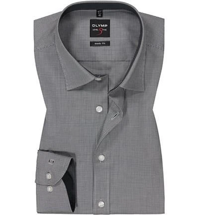 OLYMP Hemd Level Five Body Fit 2005/64/68 Baumwoll-Stretch, Graphit meliert, Schwarz 1 OLYMP Hemd Level Five Body Fit 2005/64/68 Baumwoll-Stretch, Graphit meliert, Schwarz