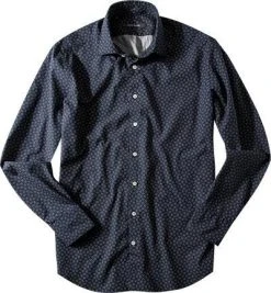 RENÉ LEZARD Hemd 46/07/7518/X972W/575 Popeline, Navy-weiß gemustert, Navy