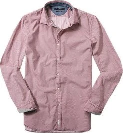 Marc O'Polo Hemd 427/1150/42254/K37 Shaped Fit, Popeline, Karmesinrot gemustert, Karmesinrot