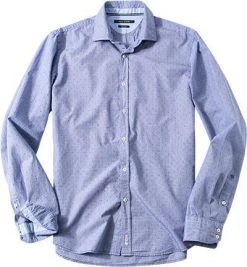 Marc O'Polo Hemd 427/1158/42254/K81 Shaped Fit, Baumwolle, Jeansblau gemustert, Jeansblau