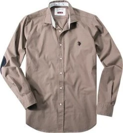 U.S.POLO Hemd 83108/51051/124 Slim Fit, Popeline, Camel, Light brown