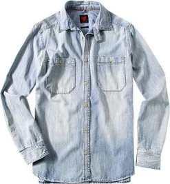 Strellson Sportswear Marshall-W 14001871/858 Jeanshemd, Regular Fit, Baumwolle, Hellblau, Jeansblau