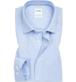 OLYMP Hemd Luxor Comfort Fit 3190/64/11 Popeline, Bleu-weiß kariert, Bleu