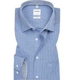 OLYMP Hemd Luxor Comfort Fit 3190/64/19 Popeline, Royal-weiß kariert, Royal