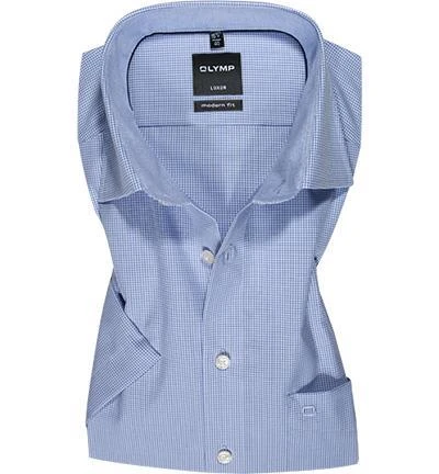 OLYMP Hemd Luxor Modern Fit 3390/12/11 Kurzarmhemd, Popeline, Bleu-weiß kariert, Bleu 1 OLYMP Hemd Luxor Modern Fit 3390/12/11 Kurzarmhemd, Popeline, Bleu-weiß kariert, Bleu