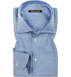 rosso e nero Hemd Super Twill 497/ Slim Fit, Blau-weiß, Blau