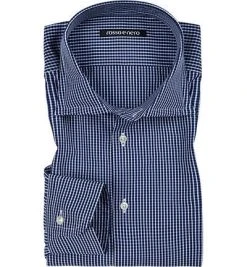 rosso e nero Hemd Platino 67/9 Slim Fit, Popeline, Marineblau-weiß kariert, Marine