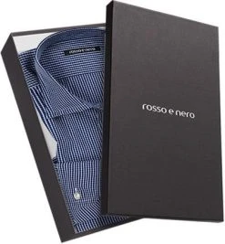 rosso e nero Hemd Platino 67/9 Slim Fit, Popeline, Marineblau-weiß kariert, Marine -hemdenverkauf 217225 norm4