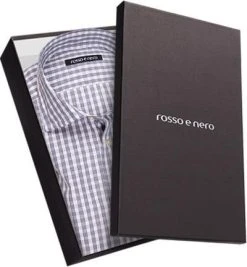 rosso e nero Hemd Platino 490/13 Slim Fit, Popeline, Hellgrau-weiß kariert, Grau -hemdenverkauf 217226 norm3