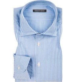 rosso e nero Hemd Master 50 1343/5 Slim Fit, Popeline, Capriblau-weiß gestreift, Hellblau